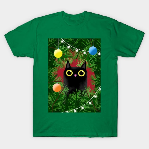 Christmas Cat T-Shirt by Scratch